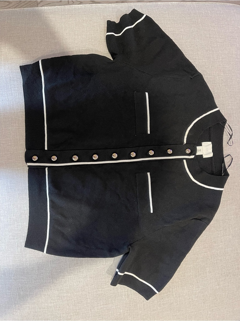 H&M Black Short Sleeve Blazer with White Trim